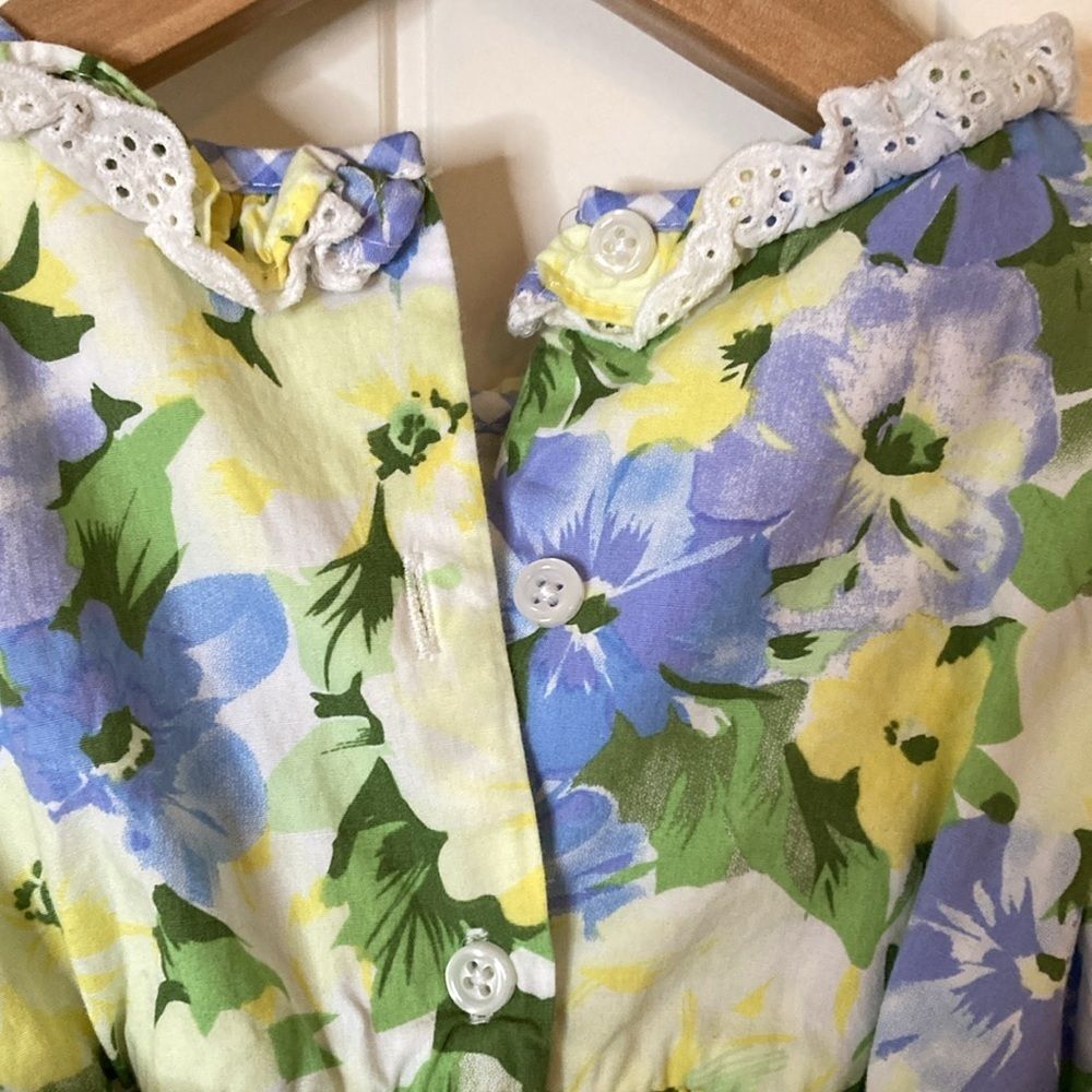 Laura Ashley Floral Cottagcore Baby Dress Size 24M Blue Yellow White Floral - Picture 7 of 9